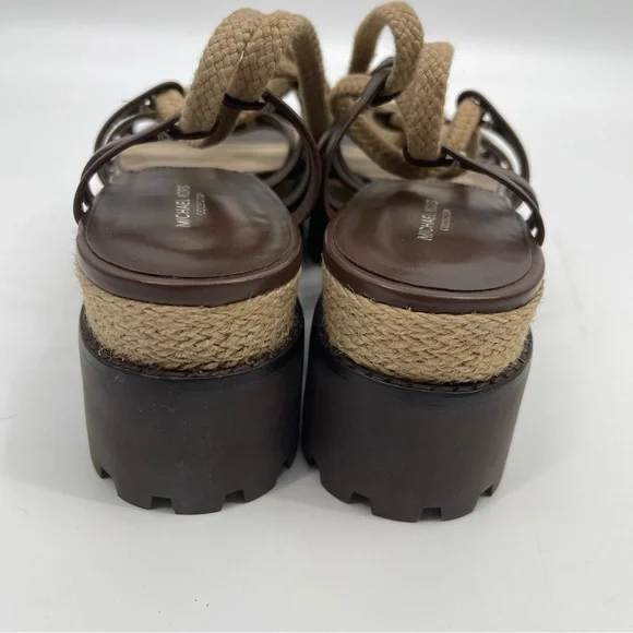 Michael Kors Collection Kellan Runway Gladiator Platform Sandals Nutmeg Size 39
